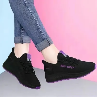 Women Fashion Casual Printed Lace-Up Canvas Wedge Sneakers