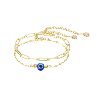 Women's Fashion Stainless Steel Devil's Eye Clip Chain Bracelet Set
