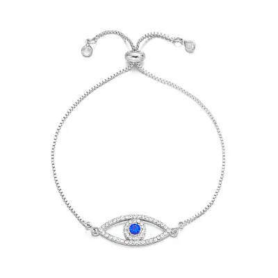 Women Fashion Retro Zircon Devil'S Eye Adjustable Copper Bracelet