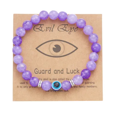 Women Fashion Frosted Stone Beads Devil'S Eye Bracelet