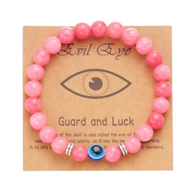 Women Fashion Frosted Stone Beads Devil'S Eye Bracelet