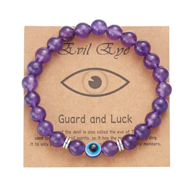 Women Fashion Frosted Stone Beads Devil'S Eye Bracelet