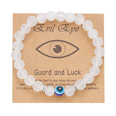 Women Fashion Frosted Stone Beads Devil'S Eye Bracelet