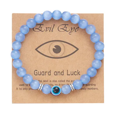 Women Fashion Frosted Stone Beads Devil'S Eye Bracelet