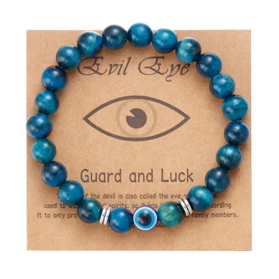 Women Fashion Frosted Stone Beads Devil'S Eye Bracelet