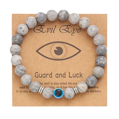 Women Fashion Frosted Stone Beads Devil'S Eye Bracelet
