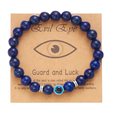 Women Fashion Frosted Stone Beads Devil'S Eye Bracelet