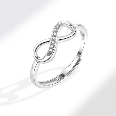Women Creative Smooth Zircon Infinity 8 Word Open Ring