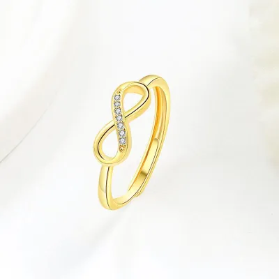 Women Creative Smooth Zircon Infinity 8 Word Open Ring