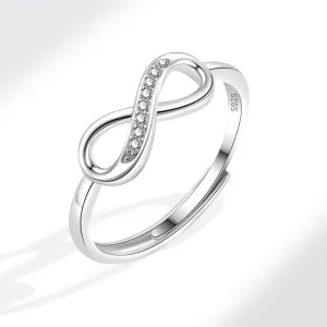 Women Creative Smooth Zircon Infinity 8 Word Open Ring