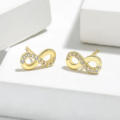 Women Fashion Simple Zircon Infinite Symbol Earrings