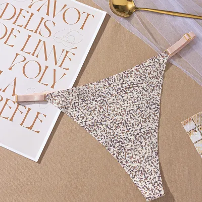 Women Fashion Sexy Printed Thin Ice Silk Thong