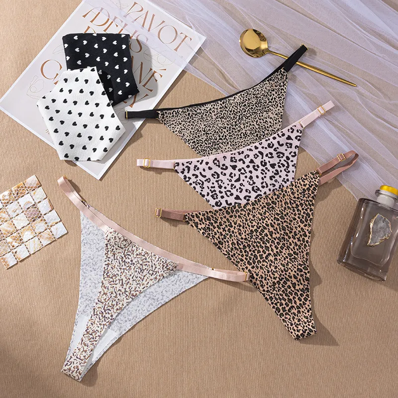 Women Fashion Sexy Printed Thin Ice Silk Thong
