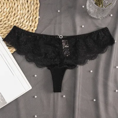 Women Fashion Sexy Solid Color Lace Low Waist Thong