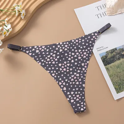 Women Fashion Sexy Printed Ice Silk Traceless Low Waist Thong