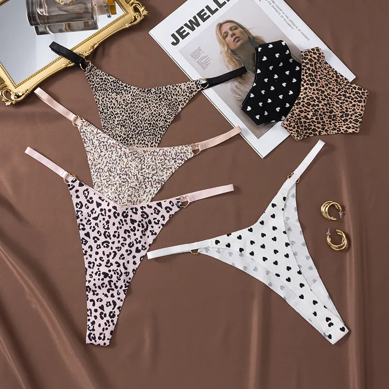 Women Fashion Sexy Printed Low Waist Ice Silk Thong