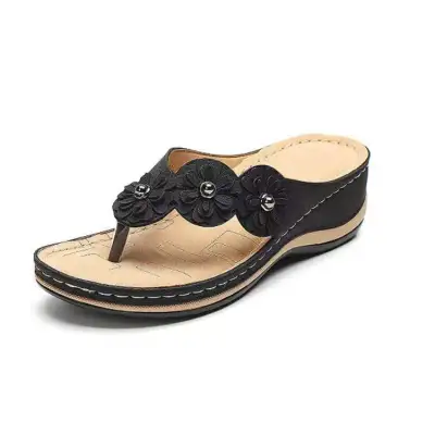Women Fashion Casual Three-Flower Thick-Sole Flip-Flops Slippers