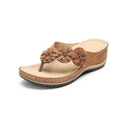 Women Fashion Casual Three-Flower Thick-Sole Flip-Flops Slippers