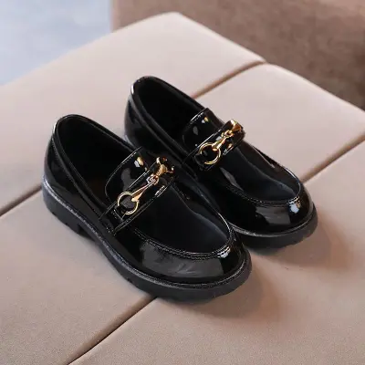 Kids Girls Fashion Autumn Solid Color Soft Sole PU Leather Shoes Low Top