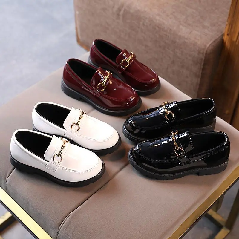 Kids Girls Fashion Autumn Solid Color Soft Sole PU Leather Shoes Low Top