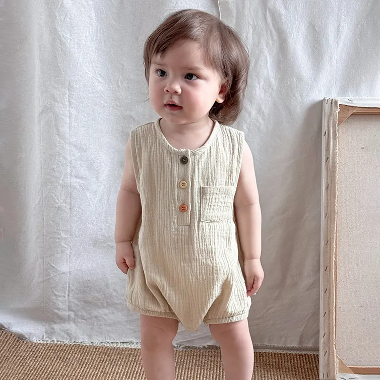 Baby Boys Girls Fashion Casual Summer Sleeveless Breathable Cotton Rompers