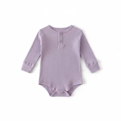 Kids Baby Boys And Girls Fashion Casual Spring Solid Color Long Sleeves Cotton Rompers
