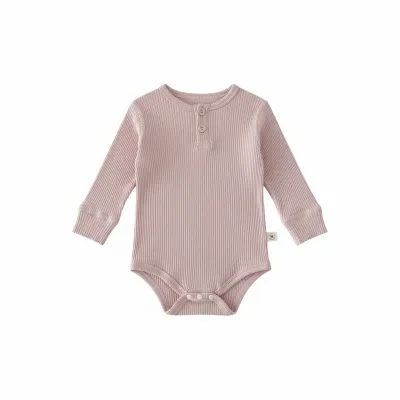 Kids Baby Boys And Girls Fashion Casual Spring Solid Color Long Sleeves Cotton Rompers