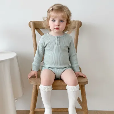 Kids Baby Boys And Girls Fashion Casual Spring Solid Color Long Sleeves Rompers