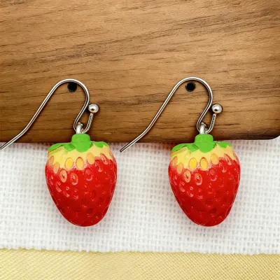 Women Fashion Simulation Strawberry Acrylic Earrings