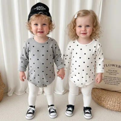 Kids Baby Boys And Girls Fashion Casual Spring Polka Dot Print Long Sleeve Rompers