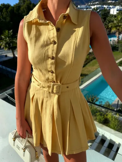 Women Fashion Sleeveless Single-Breasted Denim Dress