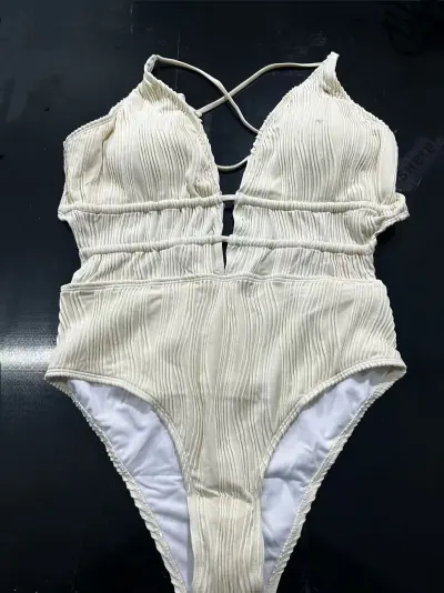 Women Fashion Sexy Solid Color Backless Lace-Up One-Piece Swimsuit