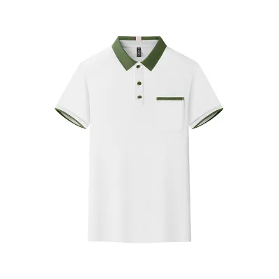 Custom Color Block Lapel Short Sleeve Shirt for Men