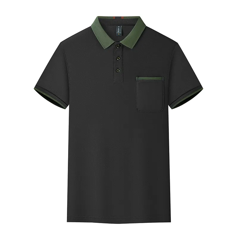 Custom Color Block Lapel Short Sleeve Shirt for Men