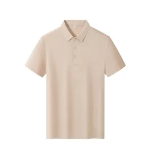 Custom Solid Color Cotton Ammonia Seamless Lapel Short-Sleeve Shirt