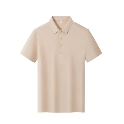 Custom Solid Color Cotton Ammonia Seamless Lapel Short-Sleeve Shirt