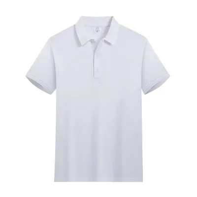 Custom Solid Color Cotton Lapel Short Sleeve Shirt for Men Loose Fit