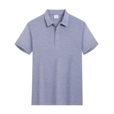 Custom Solid Color Cotton Lapel Short Sleeve Shirt for Men Loose Fit