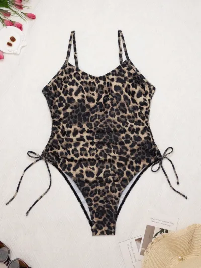 Women Fashion Sexy Leopard Printed One-Piece Swimsuit