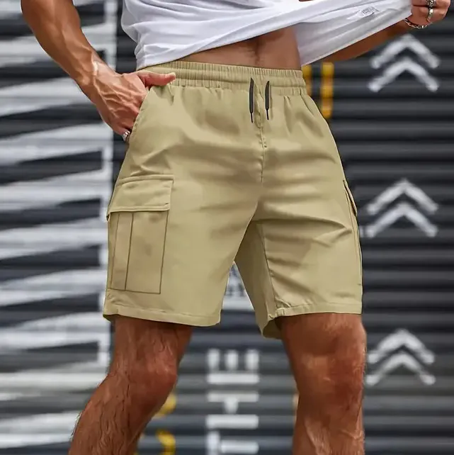 Men Fashion Casual Summer Solid Color Thin Quick-Drying Shorts For Men Mid Waist Loose Fit
