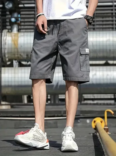 Men Fashion Casual Summer Solid Color Thin Quick-Drying Shorts For Men Mid Waist Loose Fit