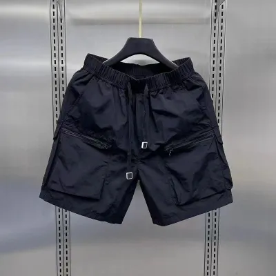 Men's Fashion Casual Summer Solid Color Thin Loose Quick-Drying Pockets Cargo Shorts