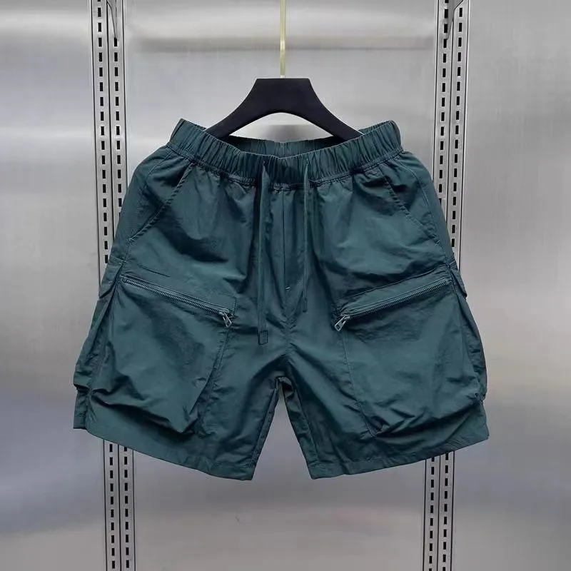 Men's Fashion Casual Summer Solid Color Thin Loose Quick-Drying Pockets Cargo Shorts