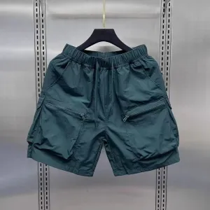 Men's Fashion Casual Summer Solid Color Thin Loose Quick-Drying Pockets Cargo Shorts