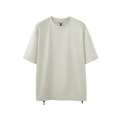 Men's Summer Casual Solid Color Quick Dry Short Sleeve T-Shirt with Drawstring Hem