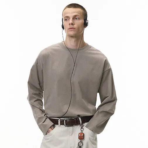 Men's Fashion Casual Simple Spring/Summer Solid Color Long Sleeve T-Shirt