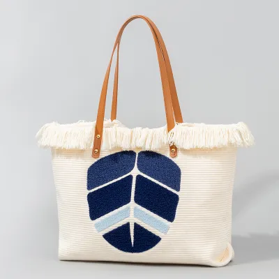 Women Fashion Casual Boho Embroidered Canvas Tote Bag