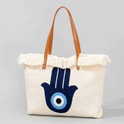 Women Fashion Casual Boho Embroidered Canvas Tote Bag