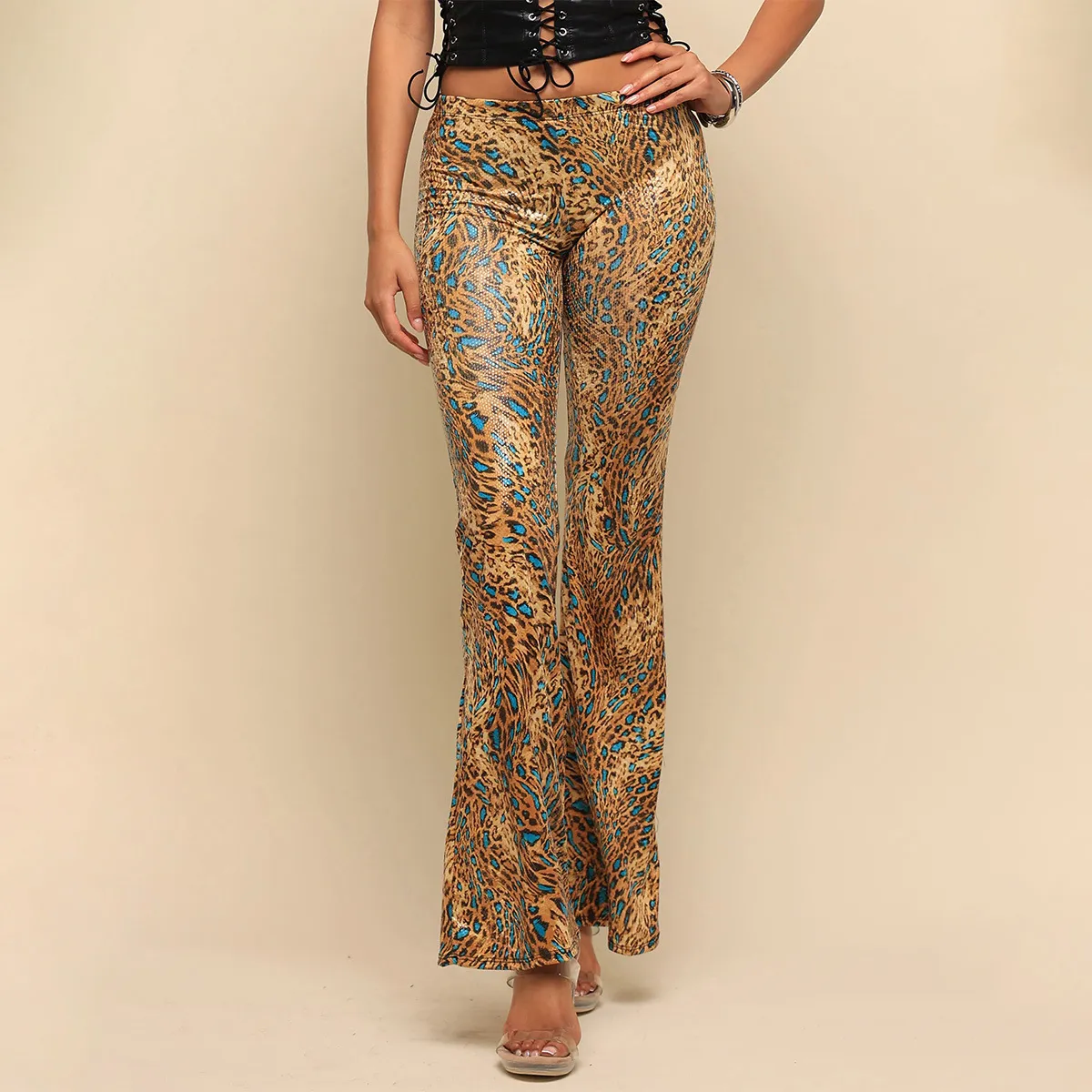 Women Fashion Casual Printed Stretch Slim-Fit Pants