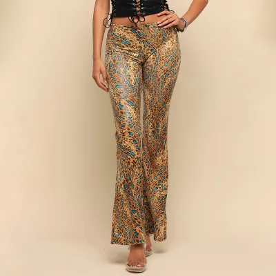 Women Fashion Casual Printed Stretch Slim-Fit Pants